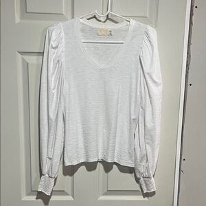 Nation LTD White Long Sleeve V-Neck Top
